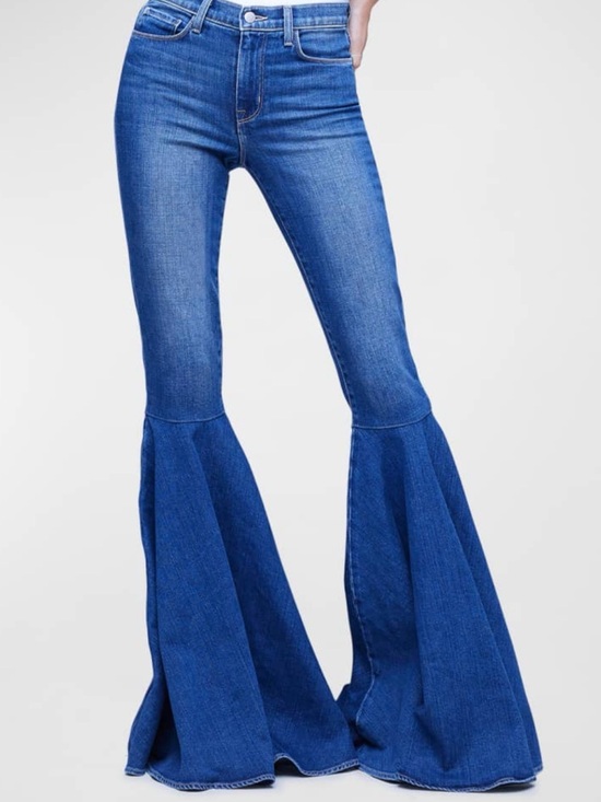 L'AGENCE Denim - L'AGENCE Blue High-Waist Wide-Leg Flare Jeans